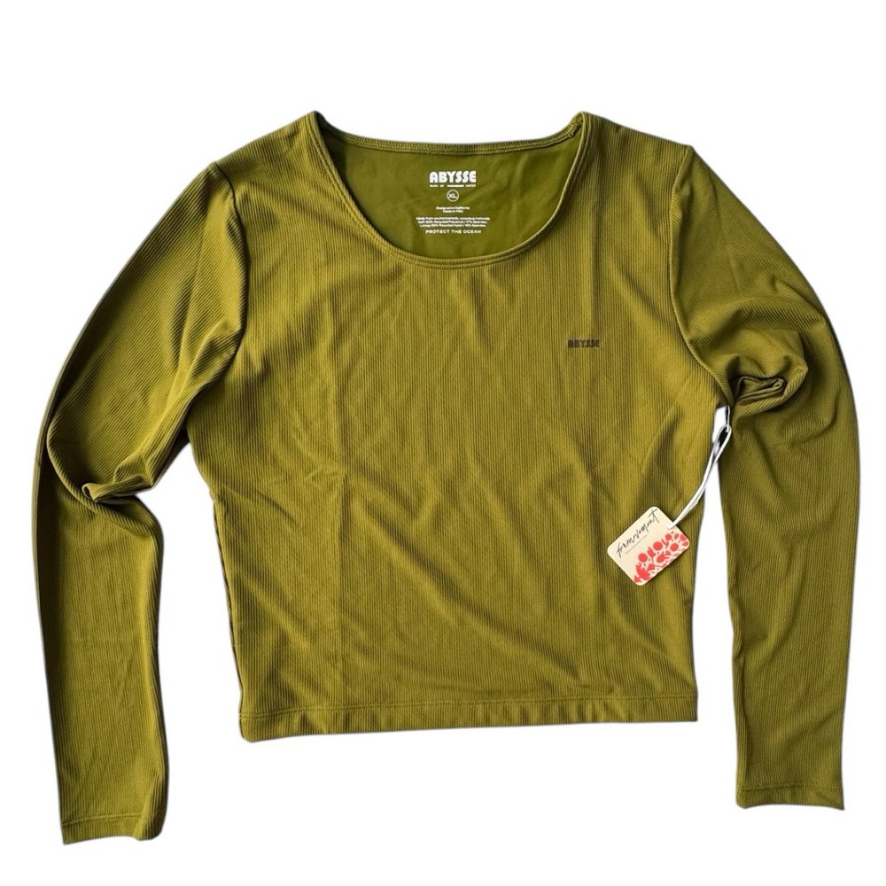 Abysse x Free People Poppler Surf Rash Guard in Palm Olive | XL NWT - Picture 3 of 8